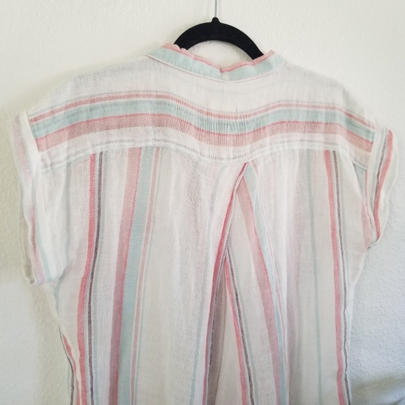 Altar'd State Linen Striped Button Shirt Top - Picture 5 of 8